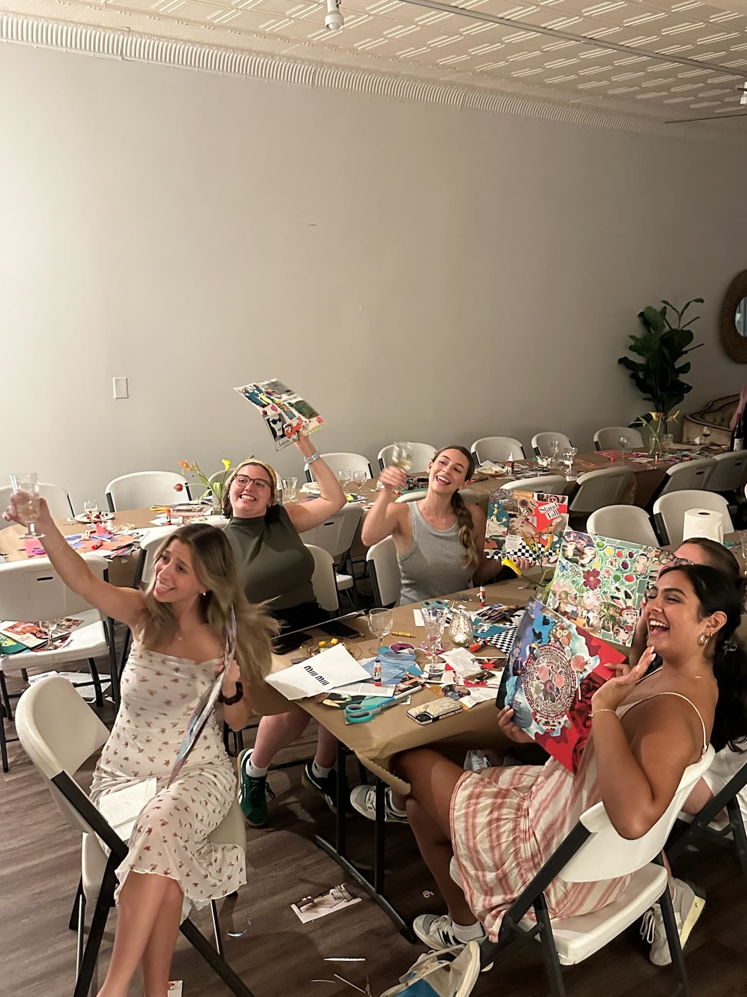 Collage Club workshop in session at Mixed Mediums Chicago