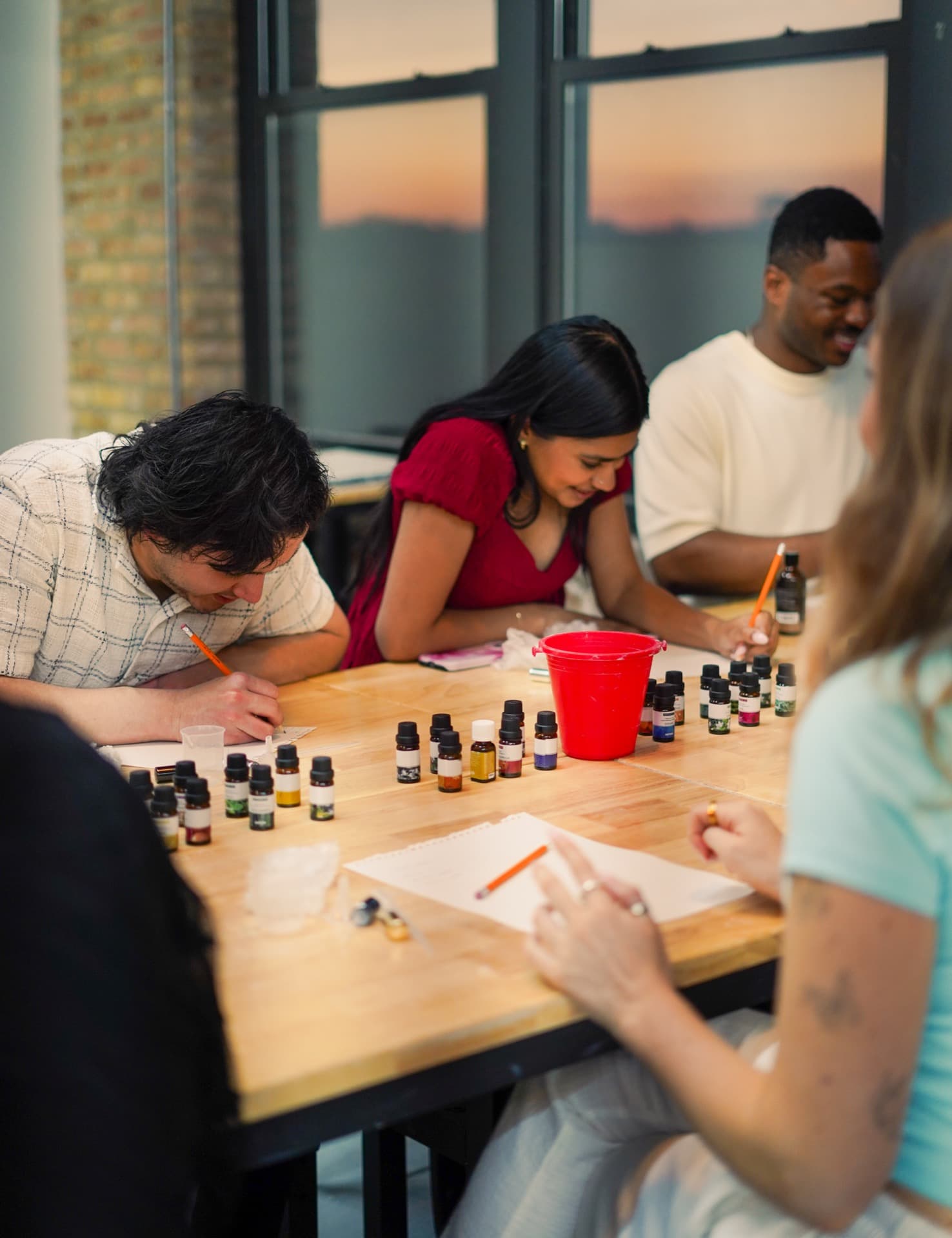 Group perfume blending workshop at Mixed Mediums Chicago
